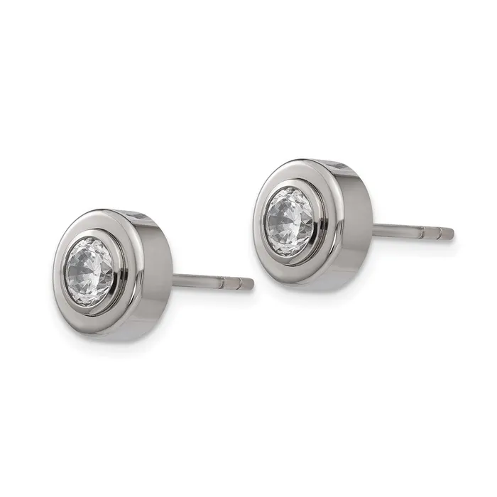 Earrings TreasureFineJewelers Titanium Polished CZ Post Earrings