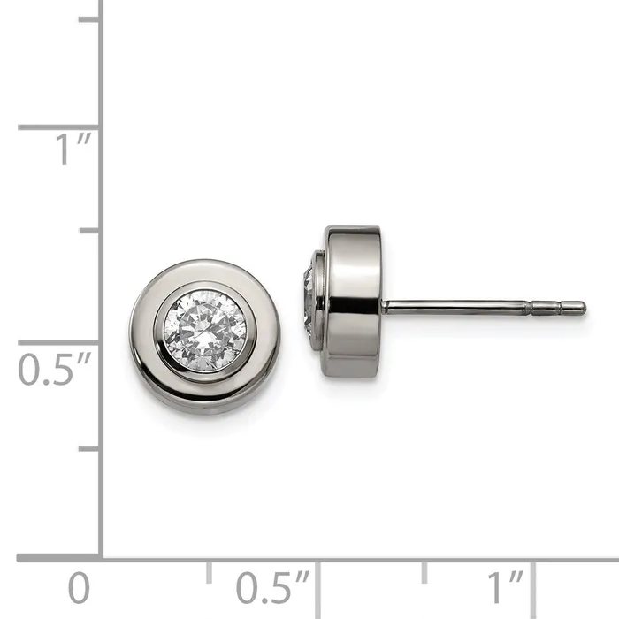 Earrings TreasureFineJewelers Titanium Polished CZ Post Earrings