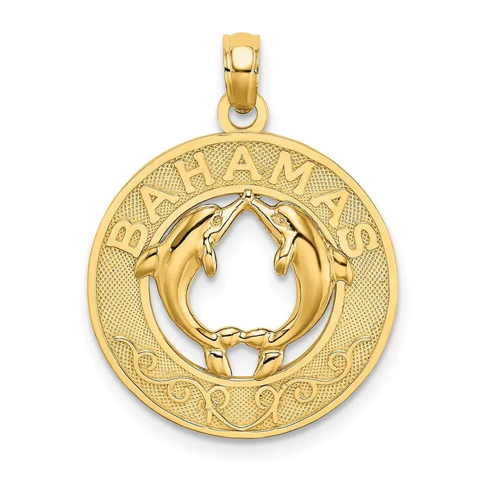 TreasureFineJewelers 14K BAHAMAS Dolphin Charm Charm Necklaces