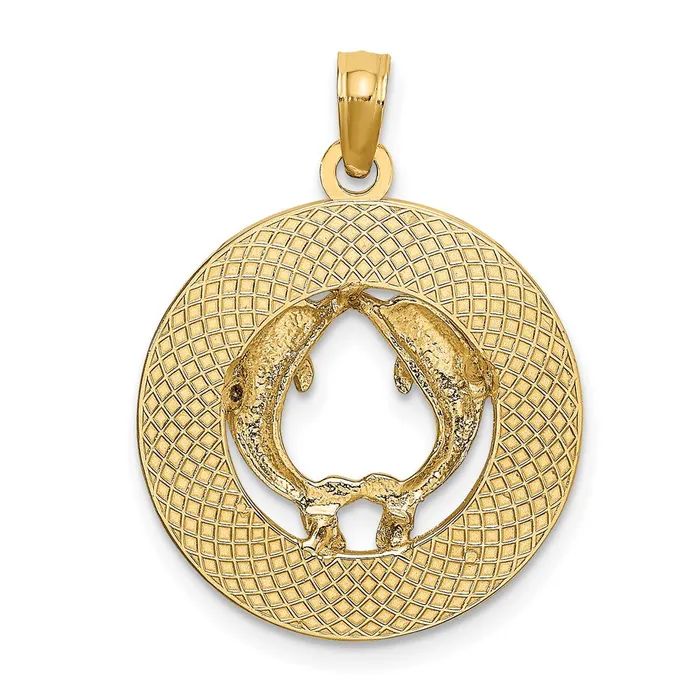 TreasureFineJewelers 14K BAHAMAS Dolphin Charm Charm Necklaces