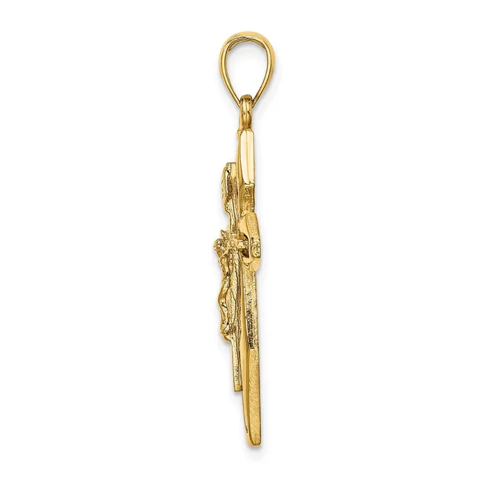 TreasureFineJewelers Charm Necklaces 14K Polished Crucifix Charm