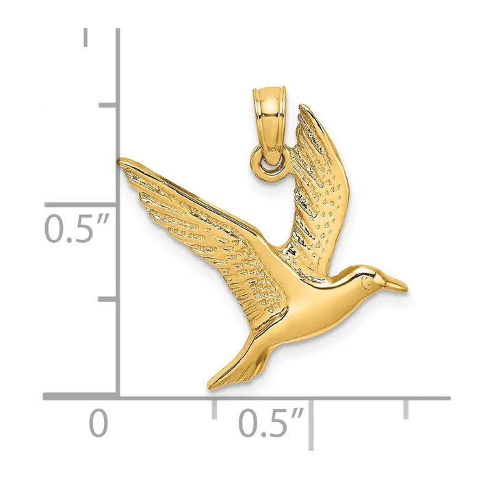 TreasureFineJewelers Charm Necklaces 14K Polished Flying Seagull Charm