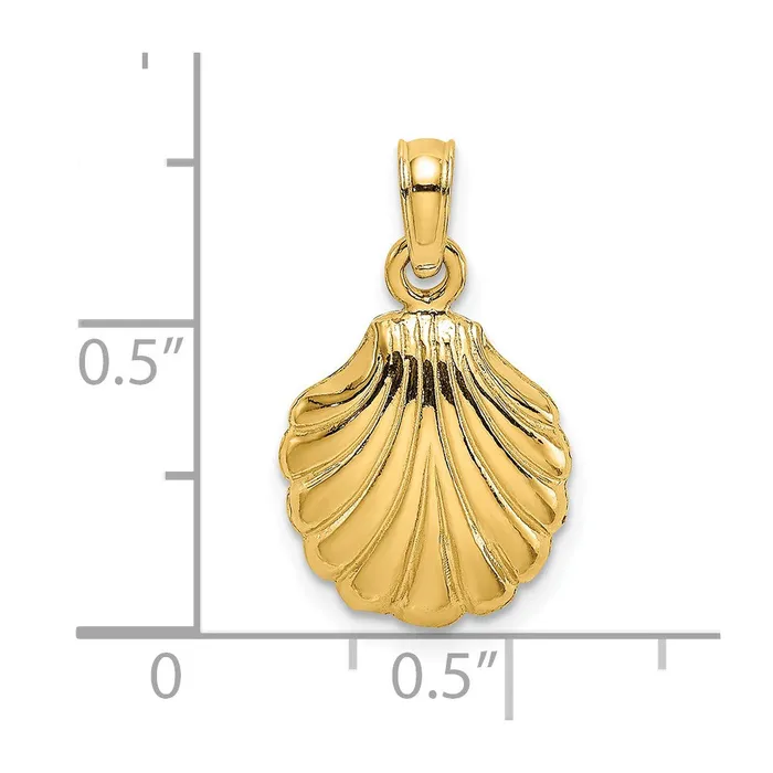 TreasureFineJewelers Charm Necklaces 14K Polished Scallop Shell Charm
