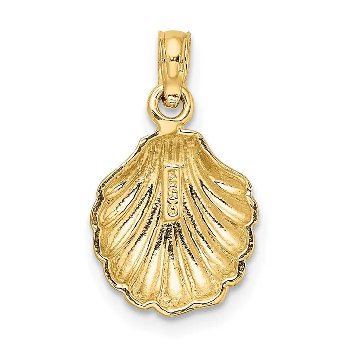 TreasureFineJewelers Charm Necklaces 14K Polished Scallop Shell Charm