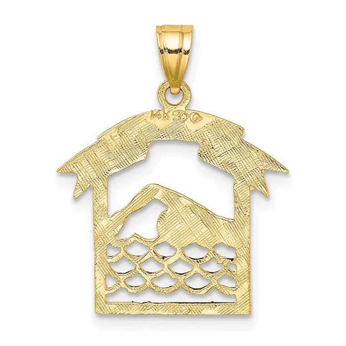 TreasureFineJewelers Charm Necklaces 14K SWIMMER In Frame Charm
