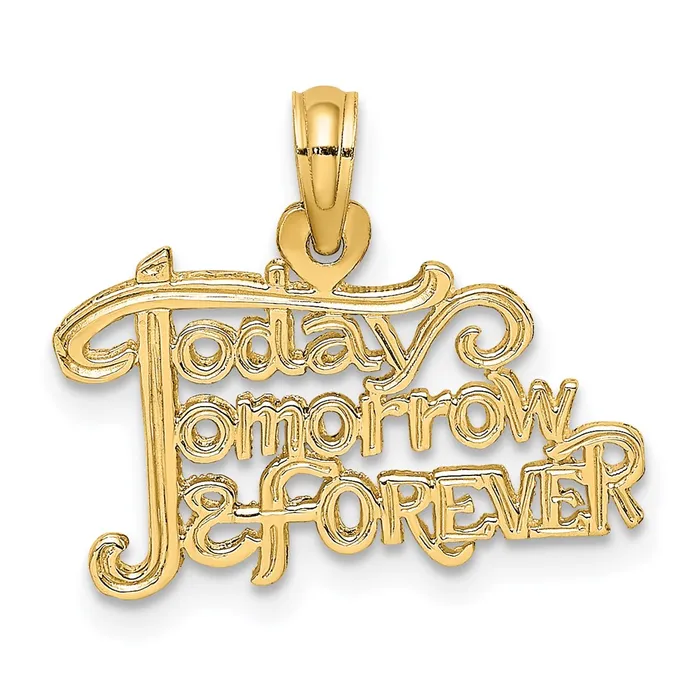 TreasureFineJewelers Charm Necklaces 14K TODAY TOMORROW AND FOREVER Charm