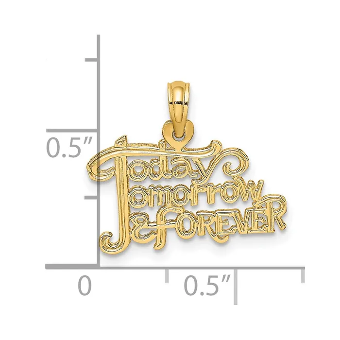 TreasureFineJewelers Charm Necklaces 14K TODAY TOMORROW AND FOREVER Charm