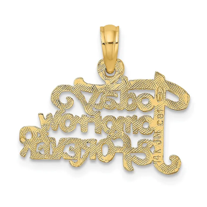 TreasureFineJewelers Charm Necklaces 14K TODAY TOMORROW AND FOREVER Charm