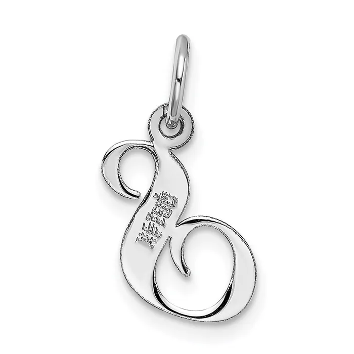 TreasureFineJewelers Charm Necklaces 14k White Gold Small Fancy Script Letter S Initial Charm