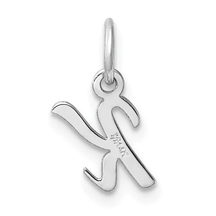 TreasureFineJewelers Charm Necklaces 14k White Gold Small Script Letter K Initial Charm