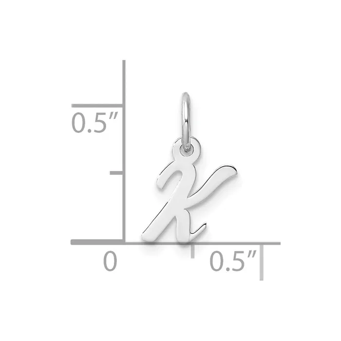 TreasureFineJewelers Charm Necklaces 14k White Gold Small Script Letter K Initial Charm