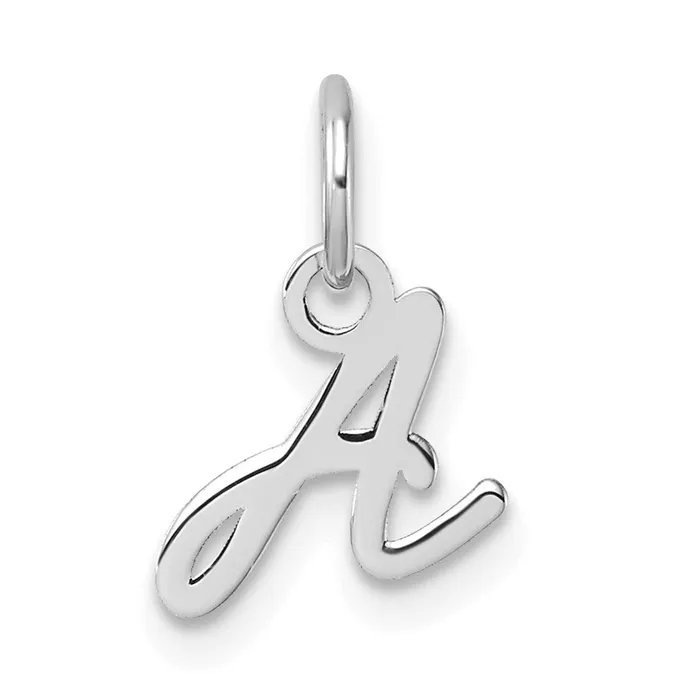TreasureFineJewelers Charm Necklaces 14K White Gold Uppercase Letter A Initial Charm
