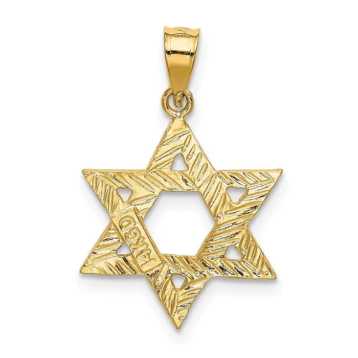 TreasureFineJewelers Charm Necklaces 14k Yellow Gold Solid Satin Star of David Charm