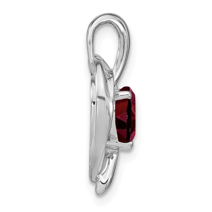 TreasureFineJewelers Necklaces 14k White Gold Garnet and Diamond Heart Pendant