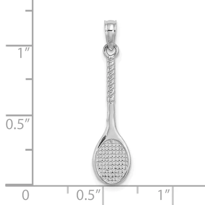 TreasureFineJewelers PreStyled Sets 14K White Gold 3D Tennis Racquet Pendant