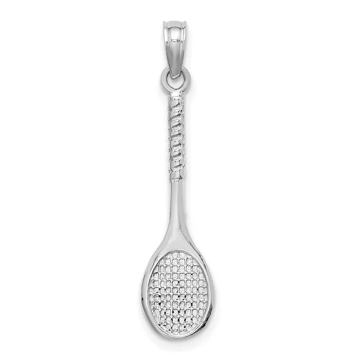 TreasureFineJewelers PreStyled Sets 14K White Gold 3D Tennis Racquet Pendant