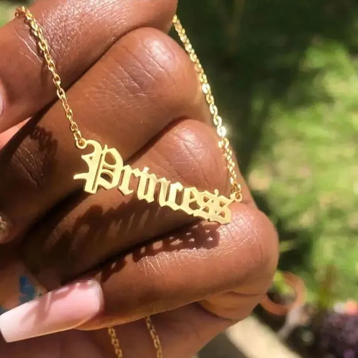 Old English Custom Necklace KHLOE JEWELS Custom Jewelry Necklaces