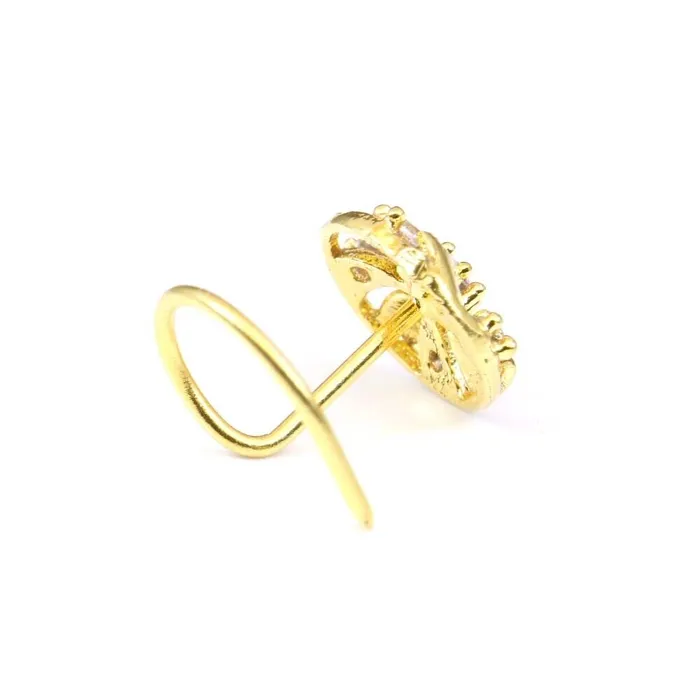Rings Karizma Jewels Gold Plated Indian Wheel Nose Studs CZ corkscrew piercing nose ring
