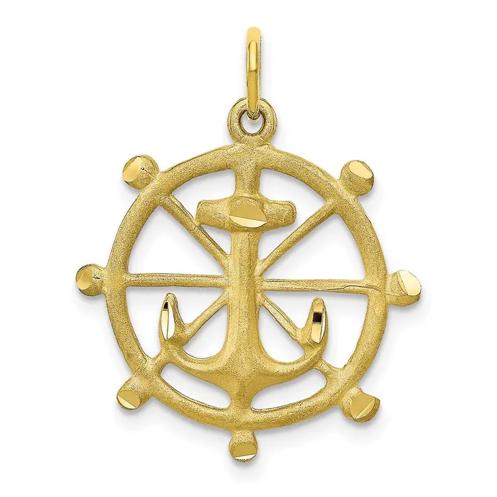 WB Choice Jewelry Charm Necklaces 10k Anchor in a Wheel CharmWBC10C562