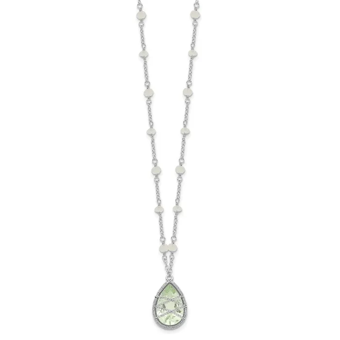 WB Choice Jewelry Necklaces Sterling Silver Rhodium Green Quartz Rnbow Moonstone 18in NecklaceWBCQX910AG WB Choice Jewelry Necklaces Sterling Silver Rhodium Green Quartz Rnbow Moonstone 18in NecklaceWBCQX910AG