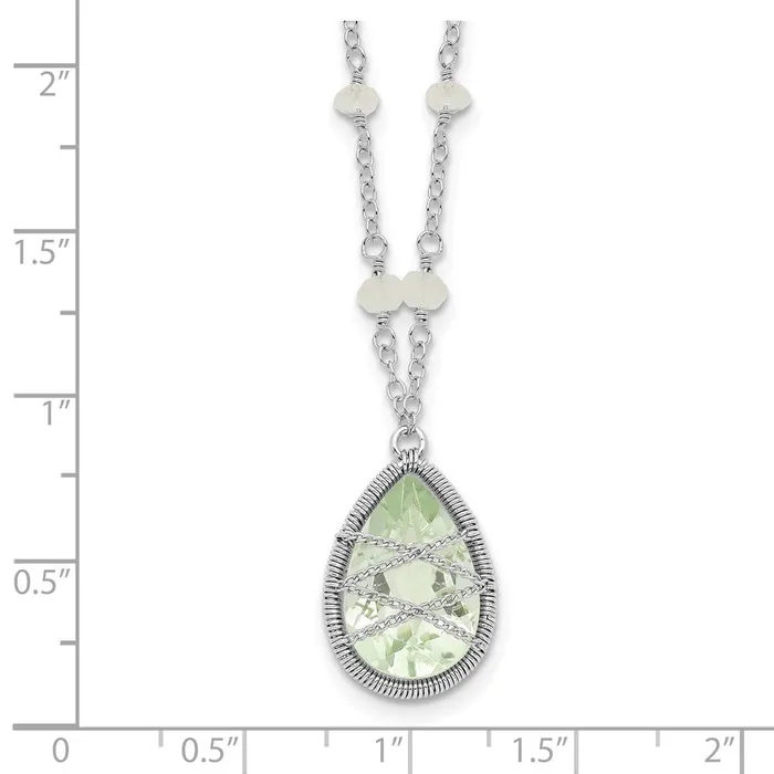 WB Choice Jewelry Necklaces Sterling Silver Rhodium Green Quartz Rnbow Moonstone 18in NecklaceWBCQX910AG WB Choice Jewelry Necklaces Sterling Silver Rhodium Green Quartz Rnbow Moonstone 18in NecklaceWBCQX910AG