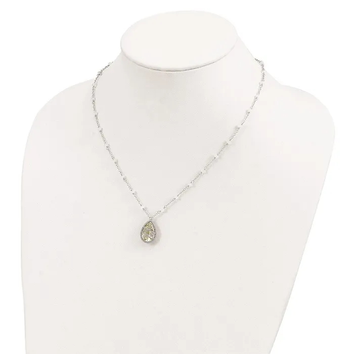 WB Choice Jewelry Necklaces Sterling Silver Rhodium Green Quartz Rnbow Moonstone 18in NecklaceWBCQX910AG WB Choice Jewelry Necklaces Sterling Silver Rhodium Green Quartz Rnbow Moonstone 18in NecklaceWBCQX910AG