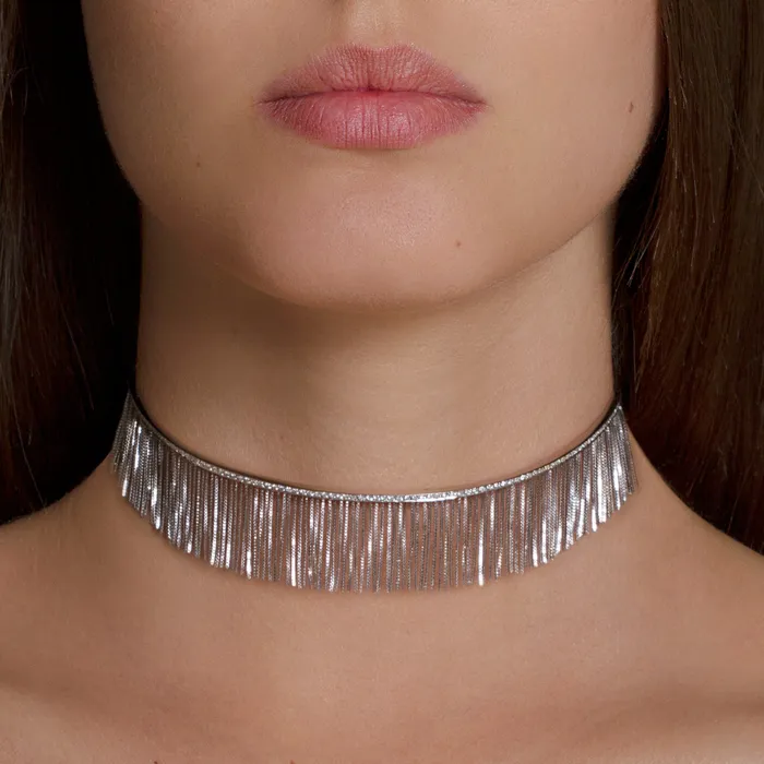 LOVE NY FRINGE CHOKER IN 18K WHITE GOLD WITH DIAMOND Jack Vartanian PreStyled Sets