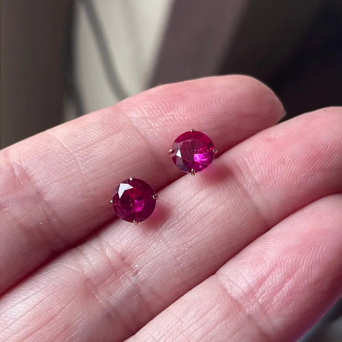 Ruby Earrings 10k Gold Vintage Vintage Paris Jewelry Earrings