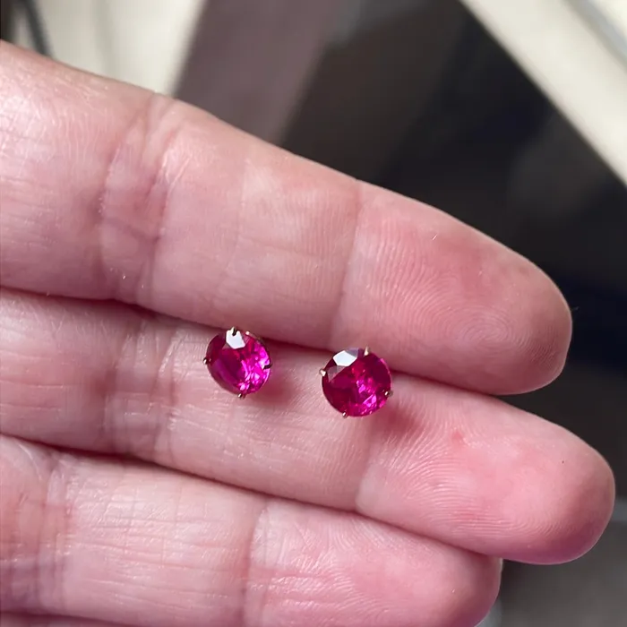 Ruby Earrings 10k Gold Vintage Vintage Paris Jewelry Earrings