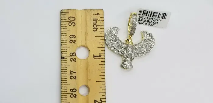 10k Yellow Gold Genuine Diamond American Eagle Charm Flying bird Pendant Real Gold and Diamond Charm Necklaces
