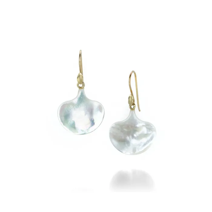 Annette Ferdinandsen Earrings Small Mother of Pearl Ginkgo Leaf Earrings