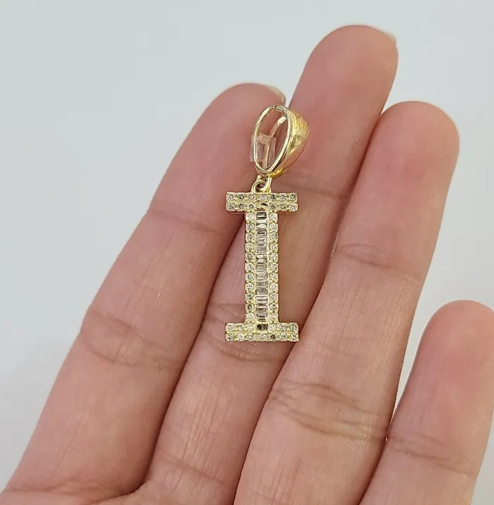 Charm Necklaces 10k Real Yellow Gold Genuine Diamond Alphabet Initial Charm Pendent AZ Gold and Diamond