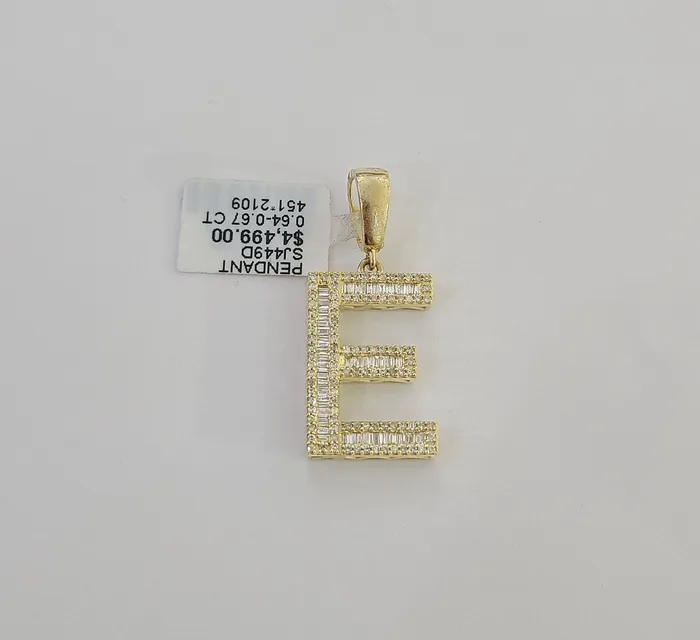 Charm Necklaces 10k Real Yellow Gold Genuine Diamond Alphabet Initial Charm Pendent AZ Gold and Diamond