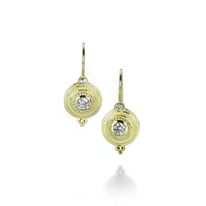 Earrings Barbara Heinrich Round Stepped Circle Diamond Earrings