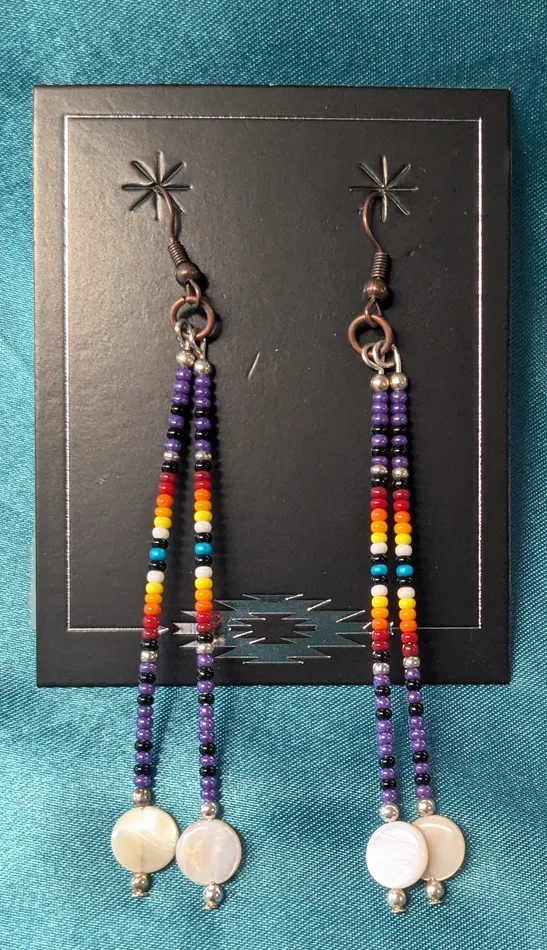 Earrings Chris Crosbys Purple Coyote Straight Beaded Dangle Earrings