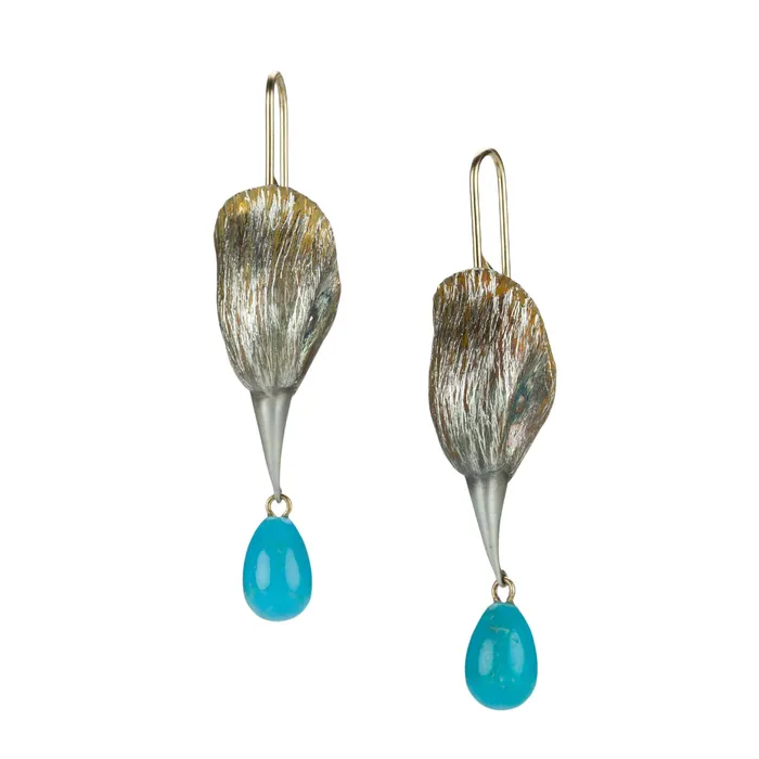 Earrings Gabriella Kiss Turquoise and Silver Bird Head Earrings