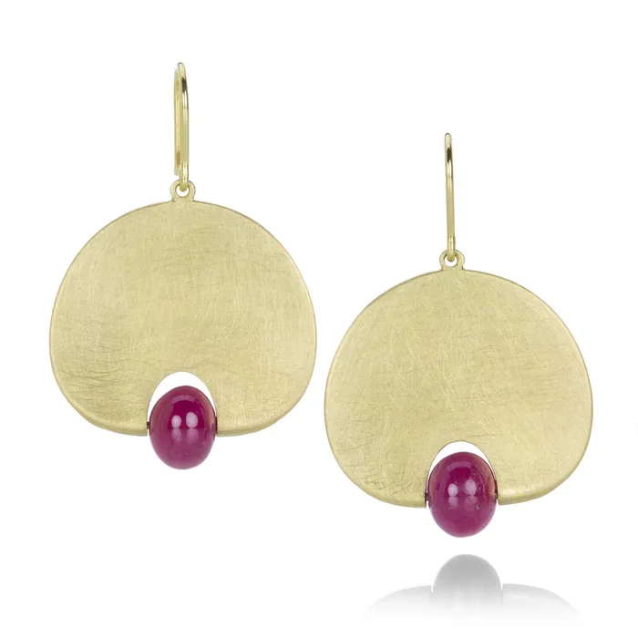 Earrings Mallary Marks Ruby Lily Pad Earrings
