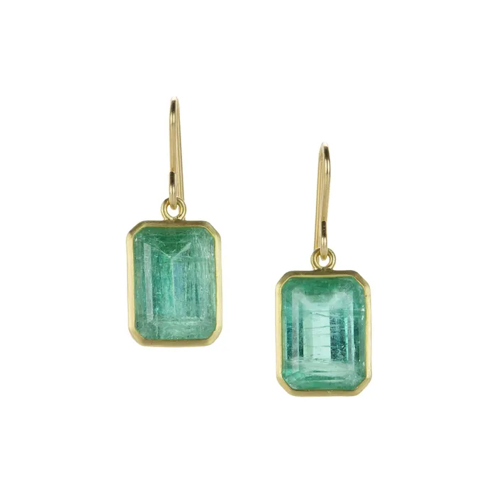 Earrings Maria Beaulieu 18k Emerald Cut Green Tourmaline Earrings