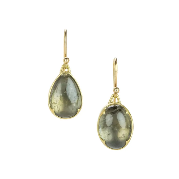 Earrings Oval and Pear Green Sapphire Earrings Gabriella Kiss