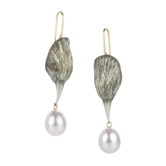 Gabriella Kiss Earrings Silver Bird Head Earrings with Pearl Drops