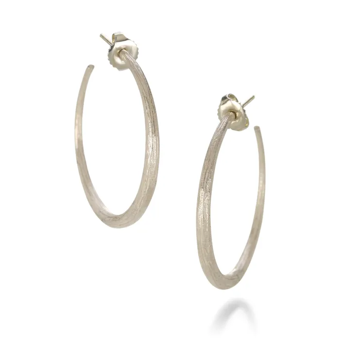 John Iversen Earrings Bright Silver Medium Hoop Earrings