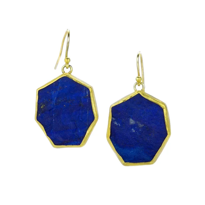 Large Rough Cut Lapis Polygon Earrings Petra Class Earrings