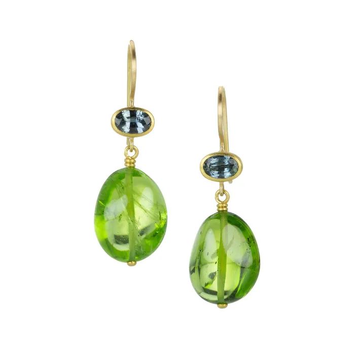 Mallary Marks Earrings Blue Sapphire and Peridot Apple Eve Earrings