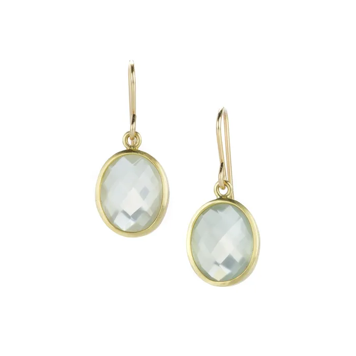 Maria Beaulieu Earrings Faceted Green Moonstone Earrings