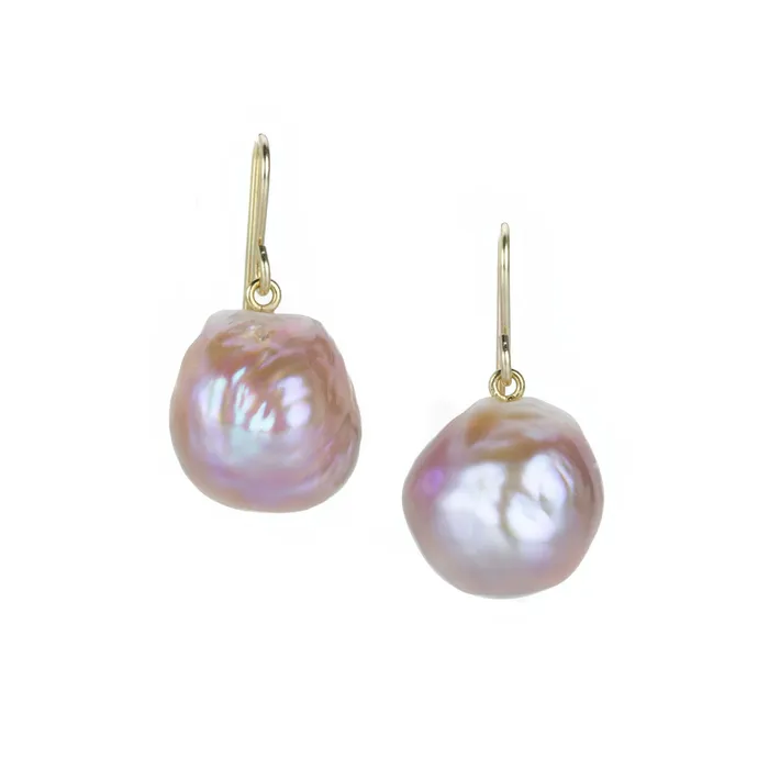 Metallic Pink Baroque Freshwater Pearl Earrings Maria Beaulieu Earrings