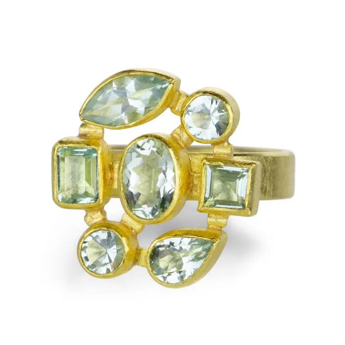 Petra Class Rings Mixed Shape Aquamarine Mosaic Ring Petra Class Rings Mixed Shape Aquamarine Mosaic Ring