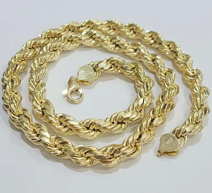 Real 10k Gold Nugget Jesus Crucifix Cross Pendent Charm with 26 Inch Rope Chain Gold and Diamond Charm Necklaces