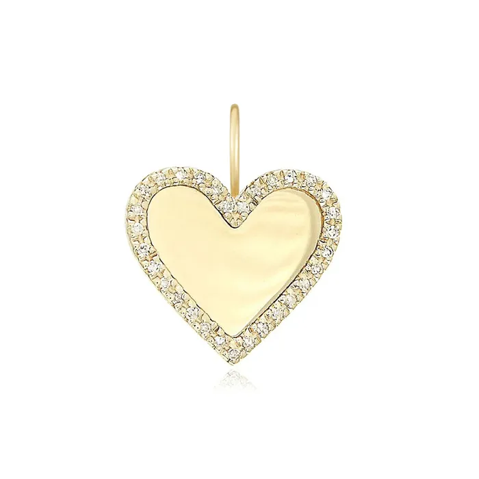 Alev Collection Charm Necklaces Heart Pave Plate Charm