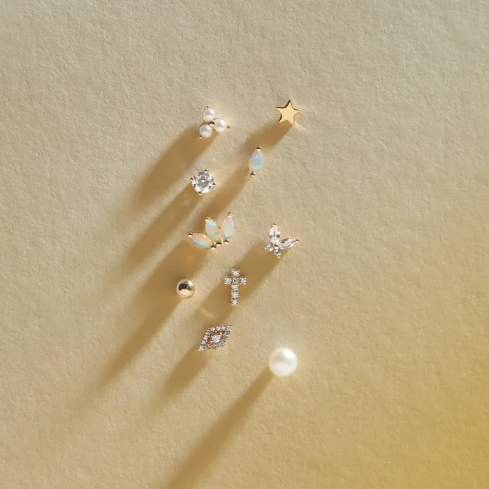 Aurelie Gi Earrings BLOOM Triple Opal Piercing Top Earring Aurelie Gi Earrings BLOOM Triple Opal Piercing Top Earring