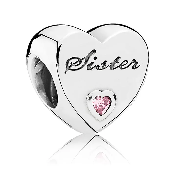 Charm Necklaces Pandora Pandora Sisters Love with Pink CZ Charm